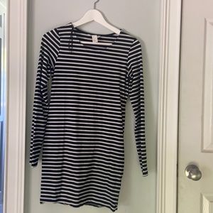 Black and white striped dress